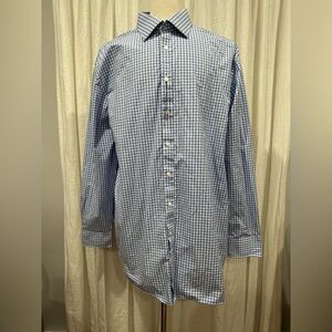 Thomas Pink Blue and White Checkered Men's Shirt